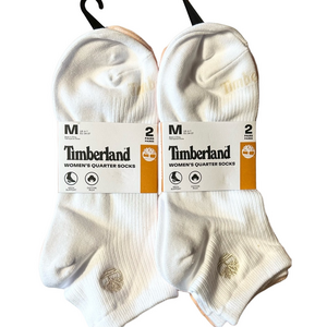 Timberland Woman’s Quarter Socks Peach White 4 Pairs Size 4-7